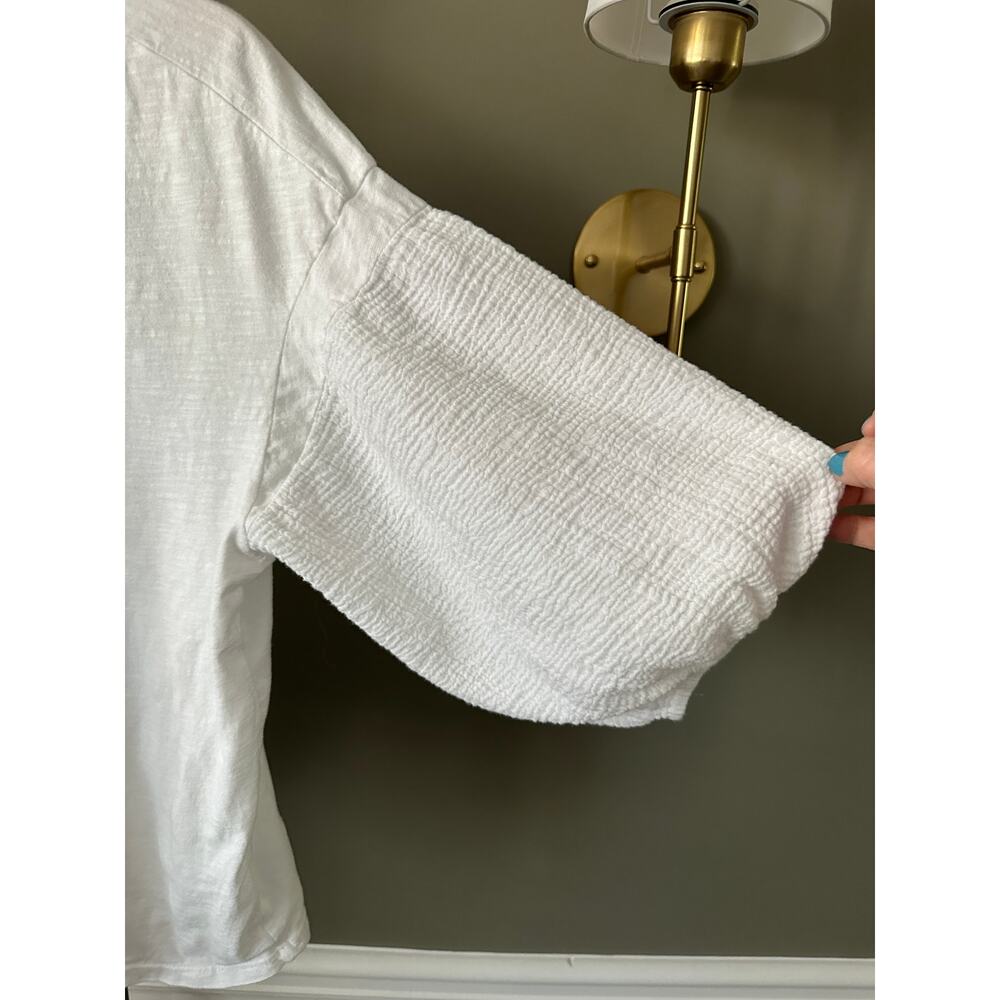 Velvet by Anthropologie Margot 100% Cotton Knit Top White Large - Picture 6 of 7